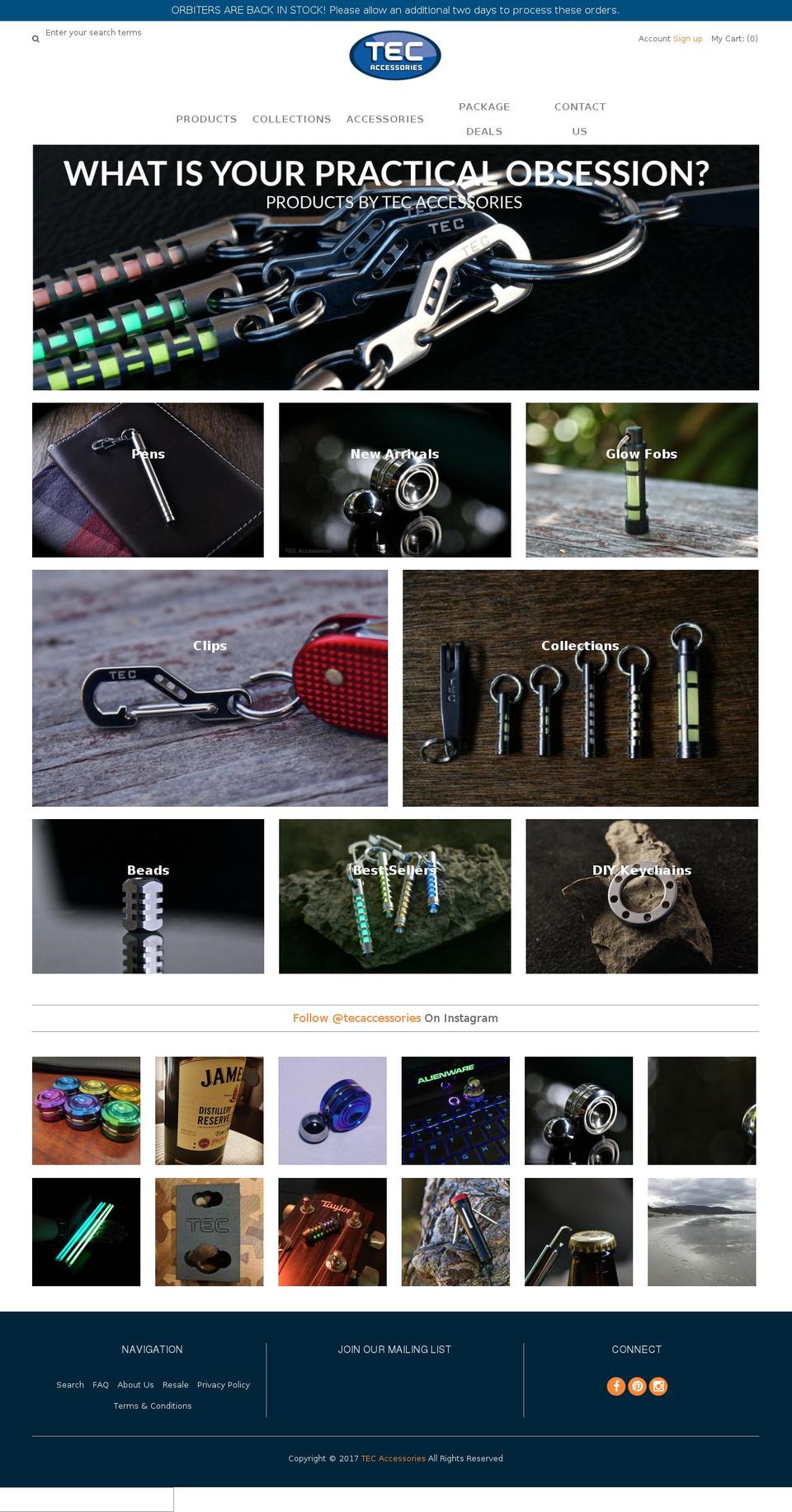 tecaccessories.com shopify website screenshot