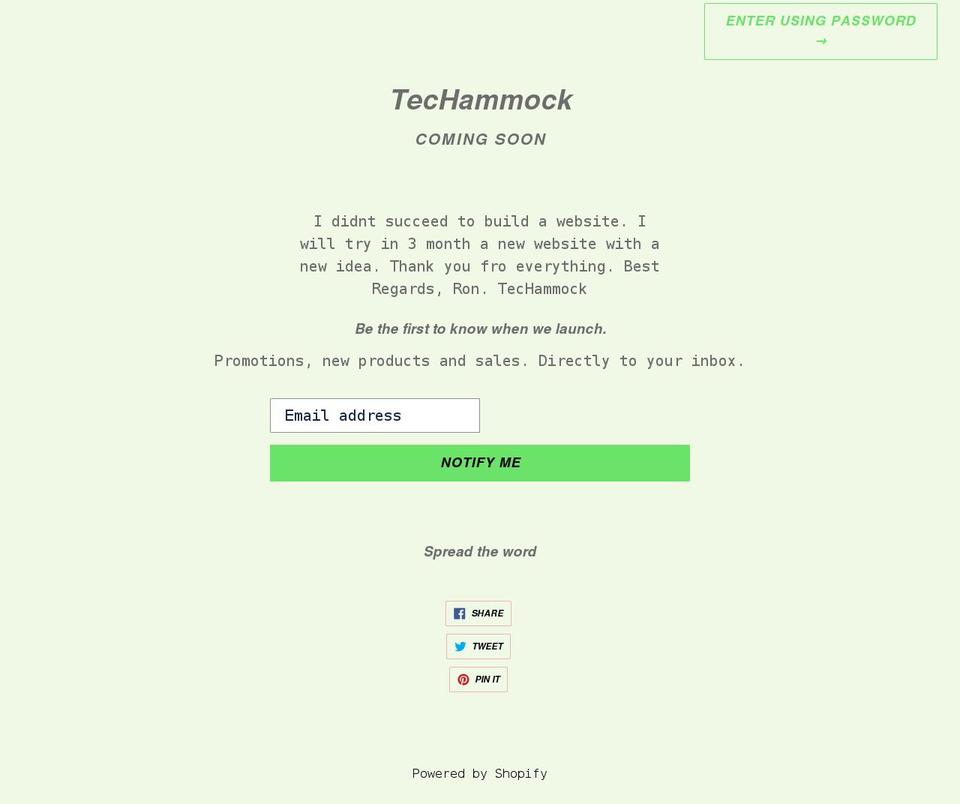 techammock.myshopify.com shopify website screenshot