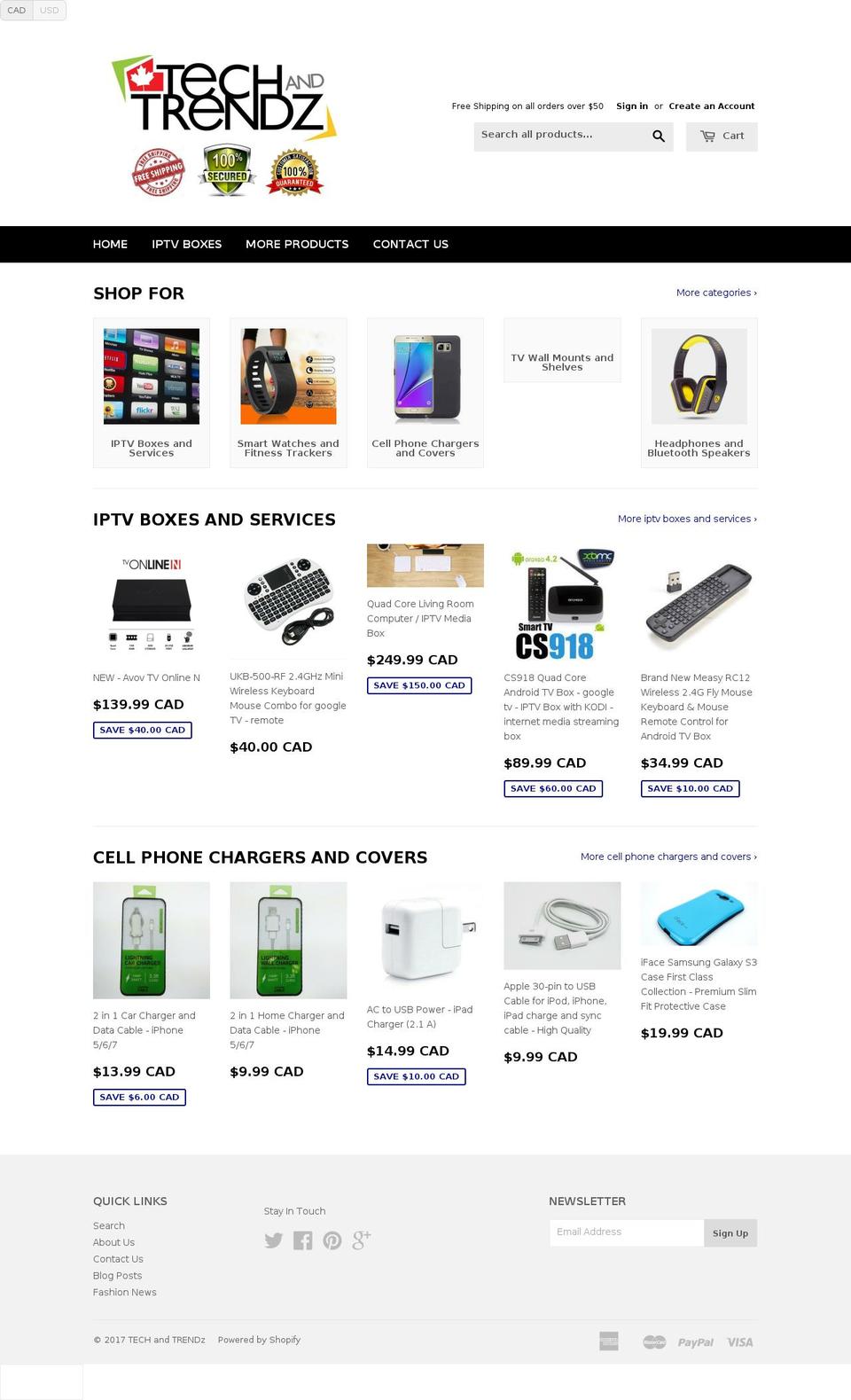 techandtrendz.com shopify website screenshot