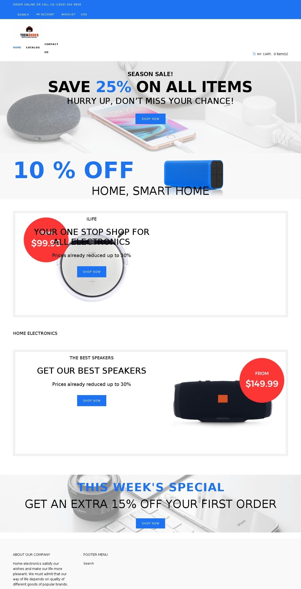 Electronics store theme Shopify theme site example techgeeks.shop