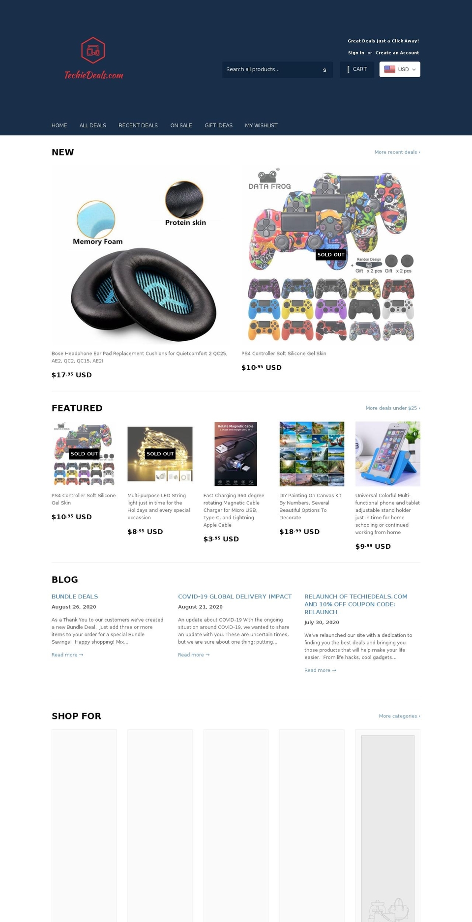 techiedeals.com shopify website screenshot