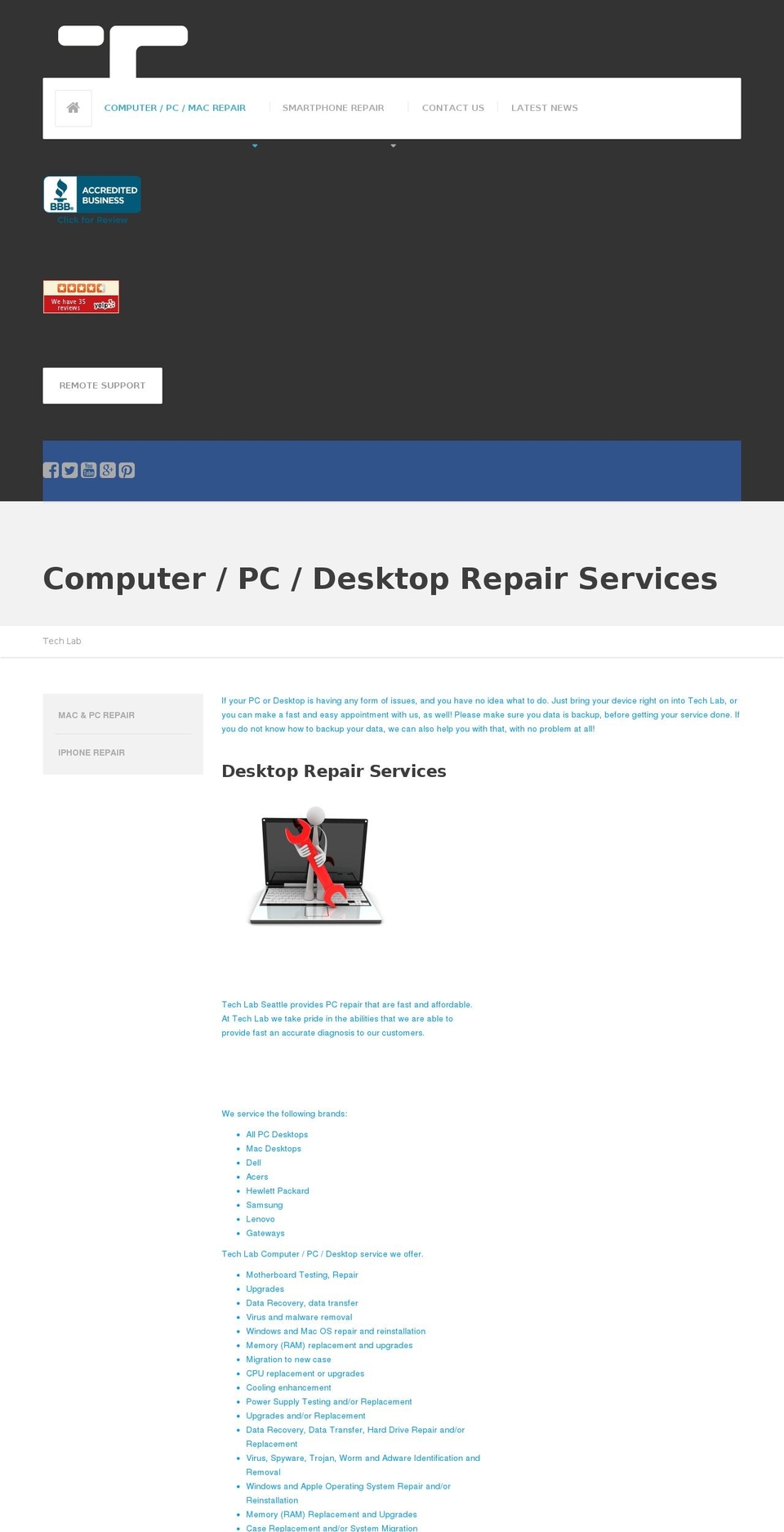 techlabseattle.com shopify website screenshot