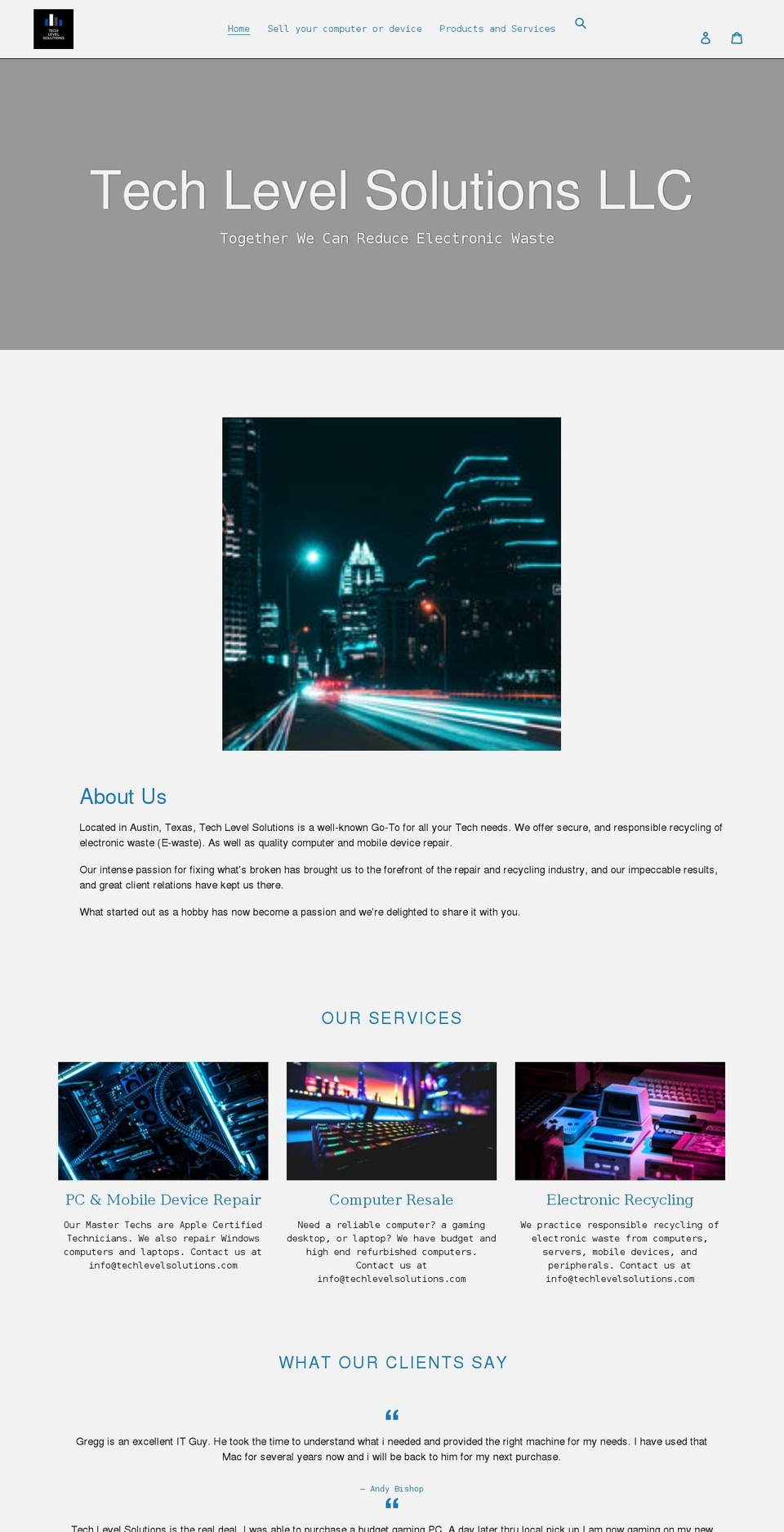techlevelsolutions.com shopify website screenshot
