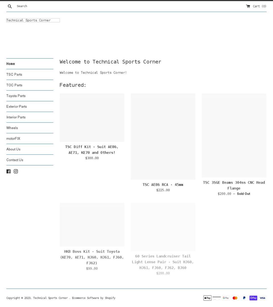 technicalsportscorner.com.au shopify website screenshot