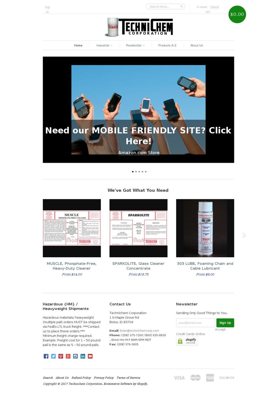 technichemcorp.com shopify website screenshot
