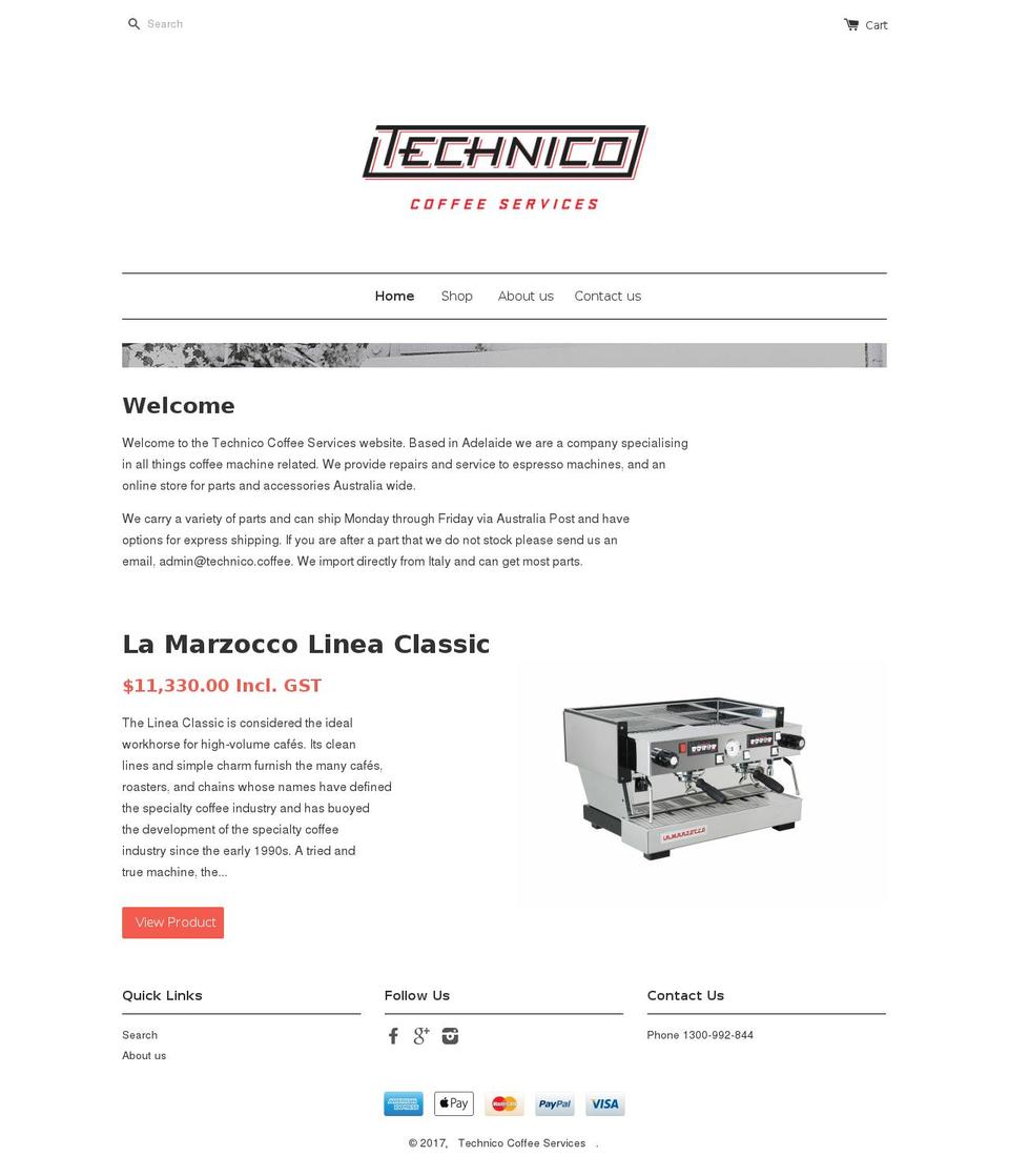 technicocoffee.com shopify website screenshot