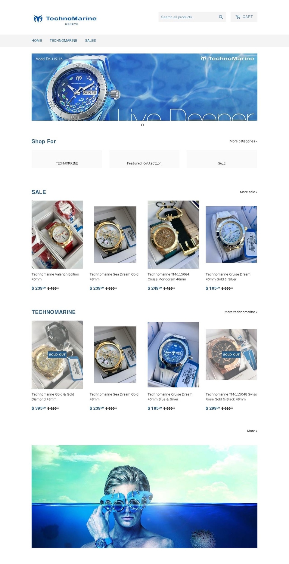 technomarineonlinestore.com — Shopify storefront screenshot
