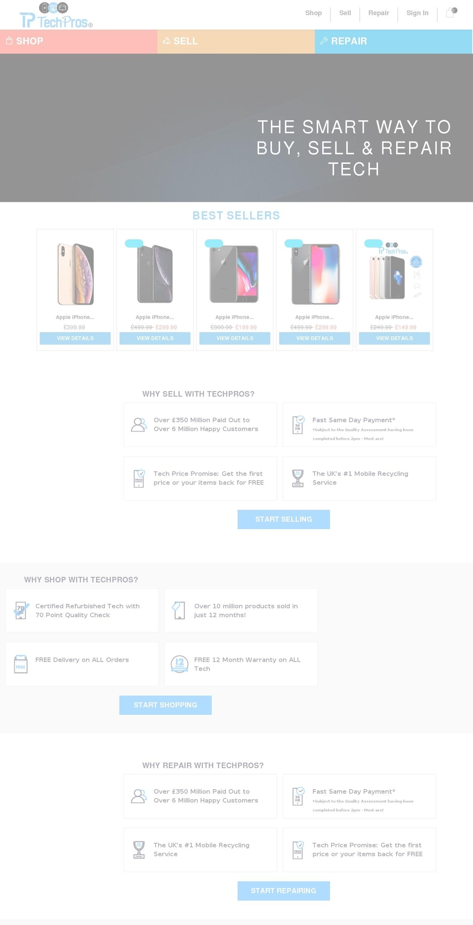 Fashe Shopify theme site example techpros.co.uk