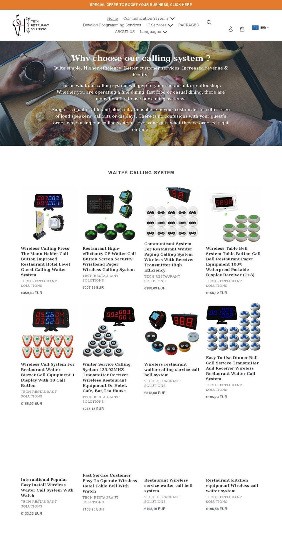 techrestaurantsolutions.com shopify website screenshot