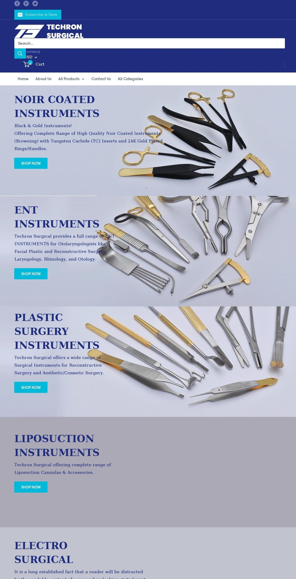 techronsurgical.com shopify website screenshot