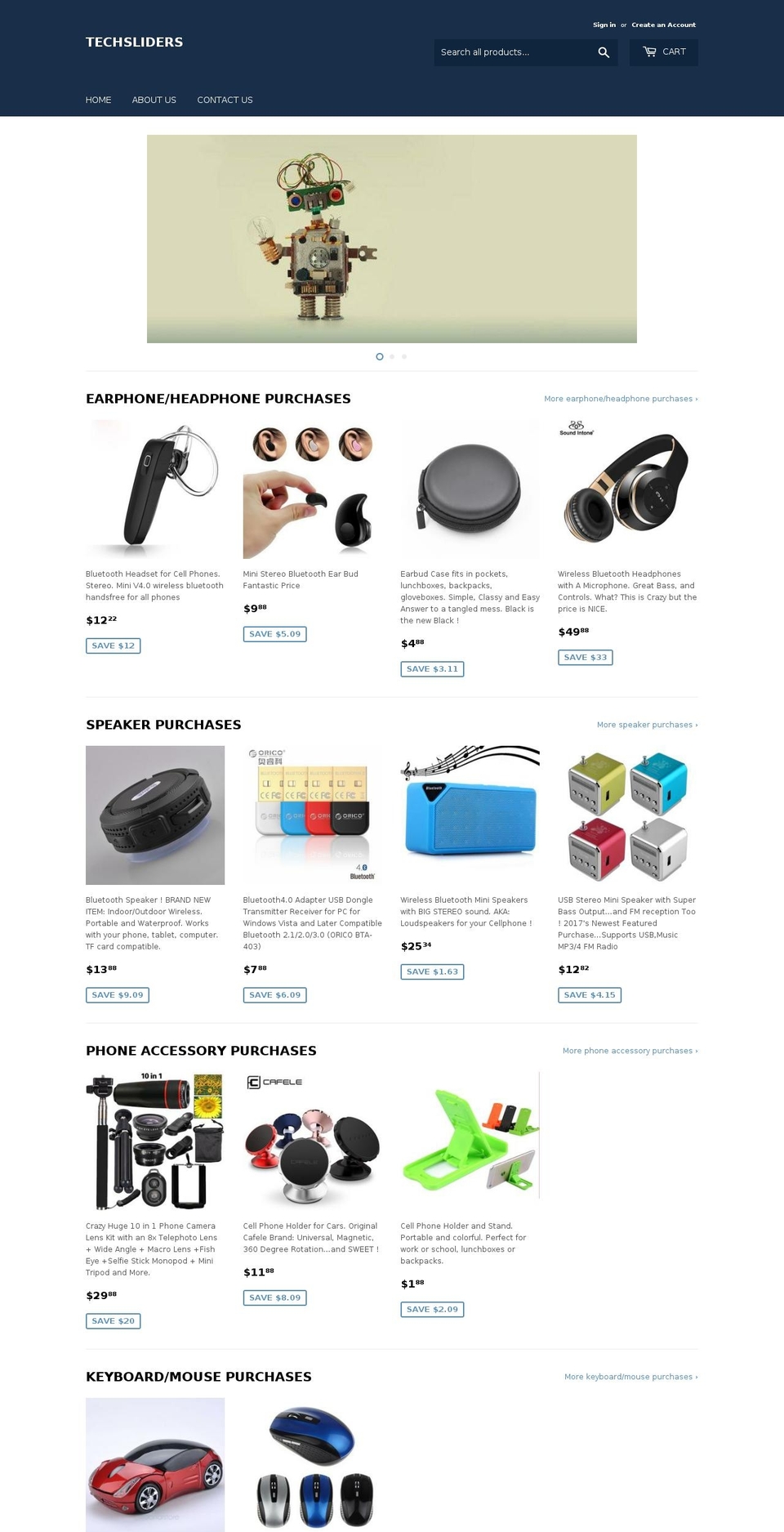 techsliders.com — Shopify storefront screenshot