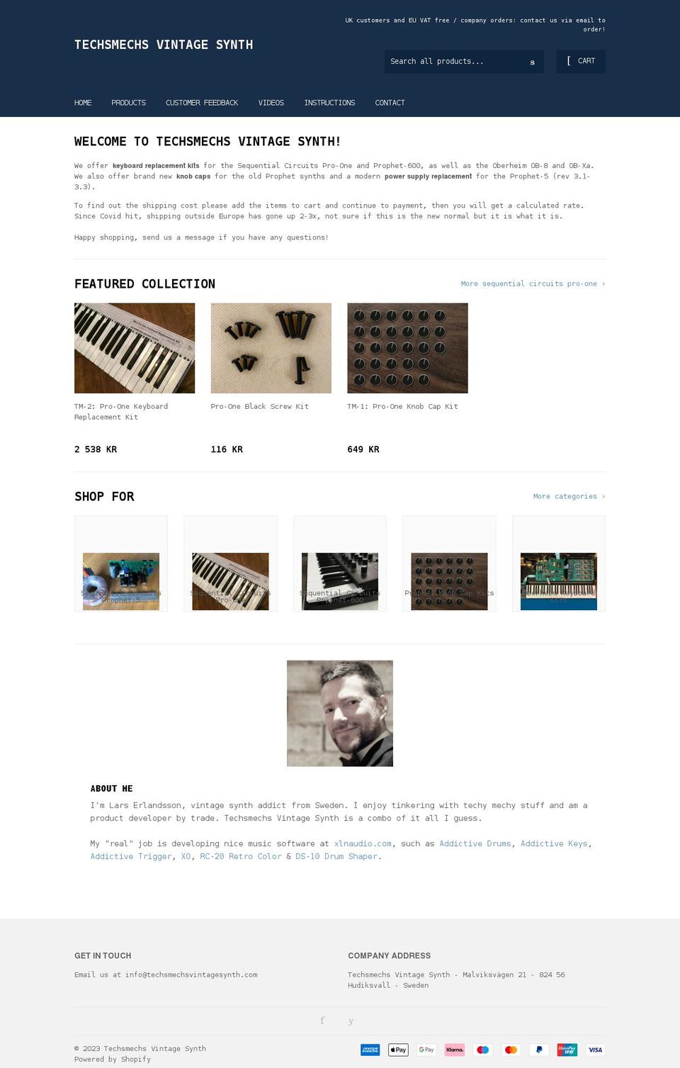 techsmechsvintagesynth.com shopify website screenshot