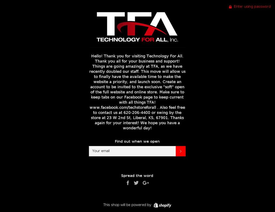 techstoreforall.com shopify website screenshot