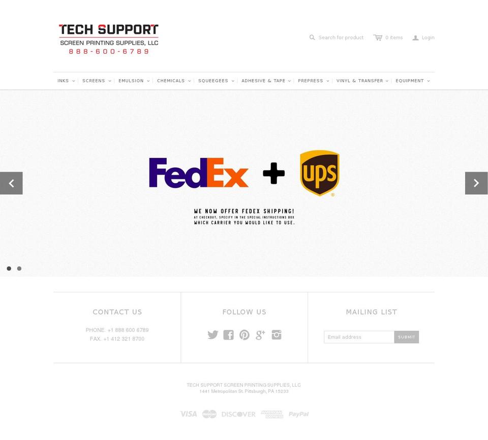 TS-Store Shopify theme site example techsupportscreenprintingsupplies.com