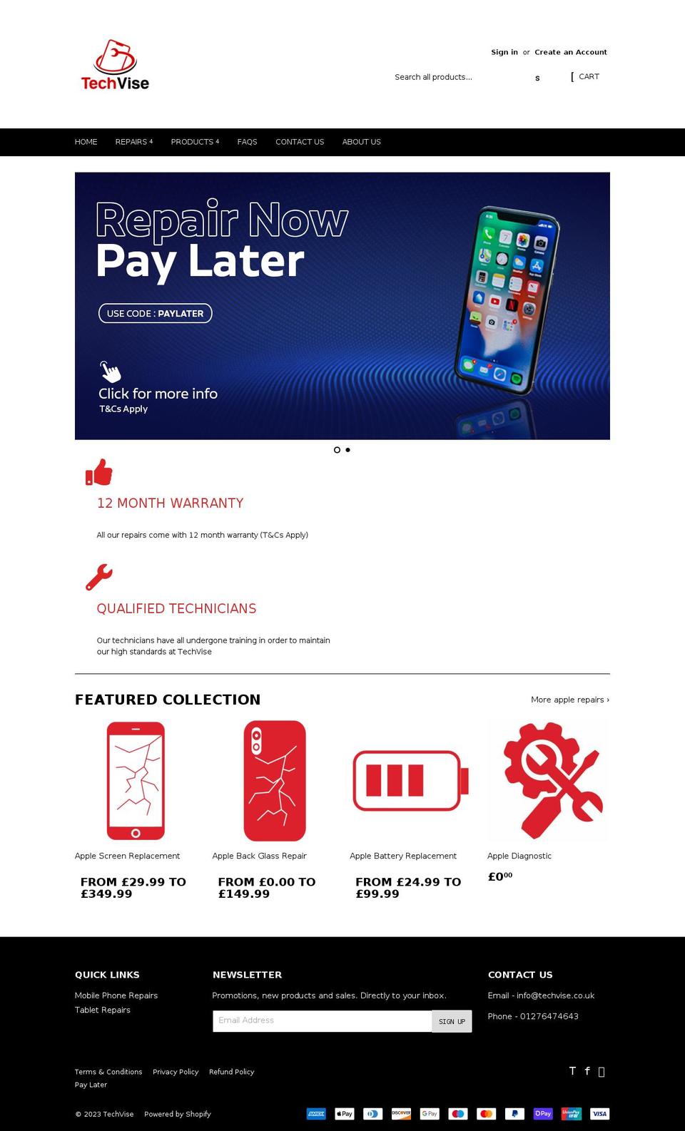 techvise.co.uk shopify website screenshot