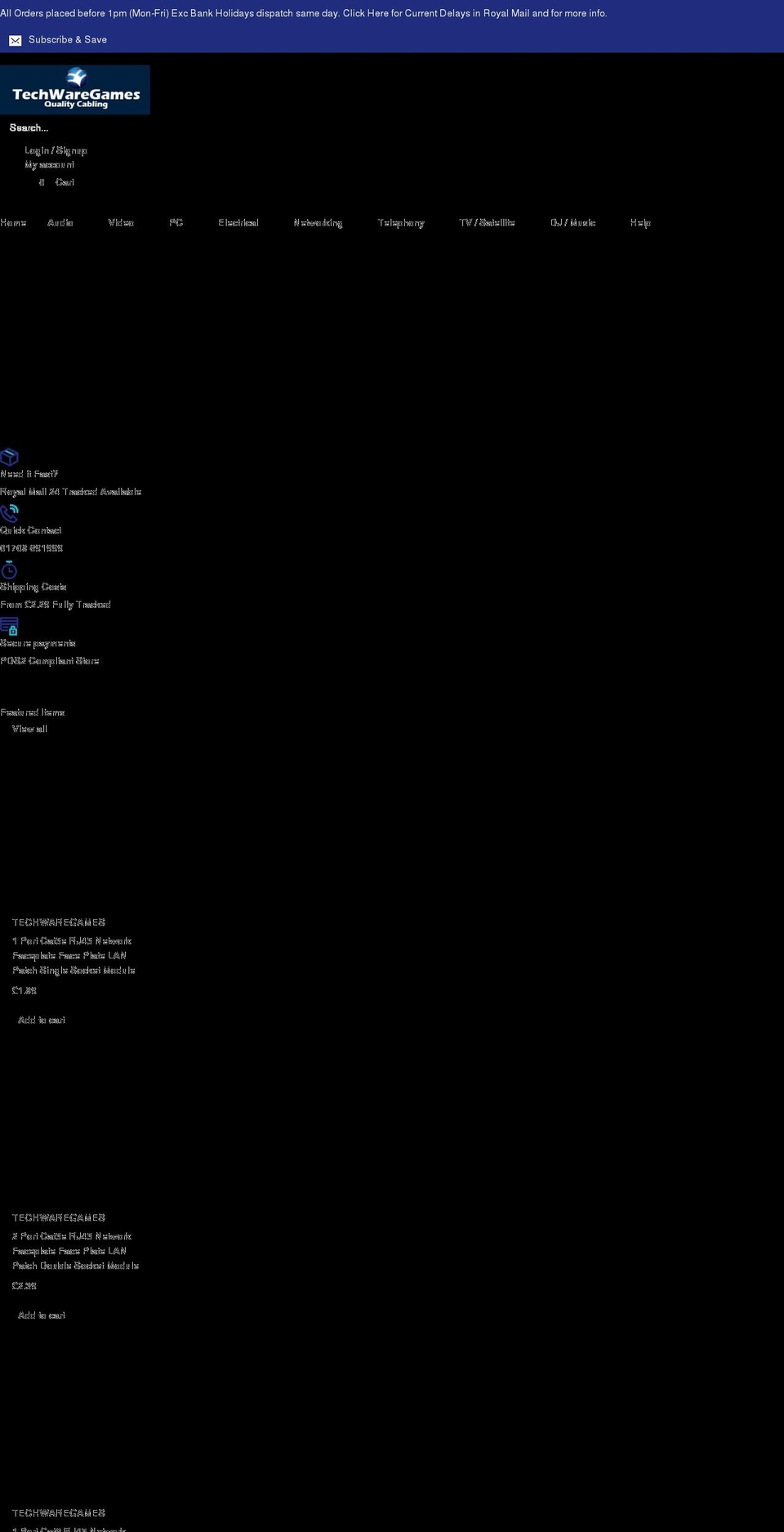 techwaregames.co.uk shopify website screenshot