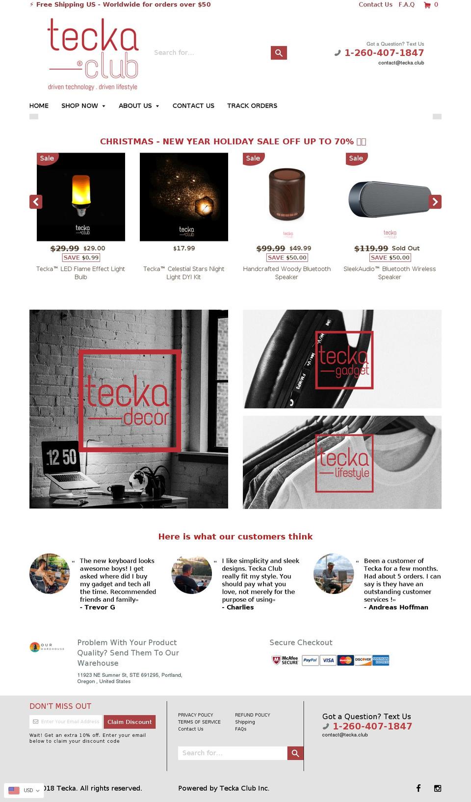 teckaclub.com shopify website screenshot