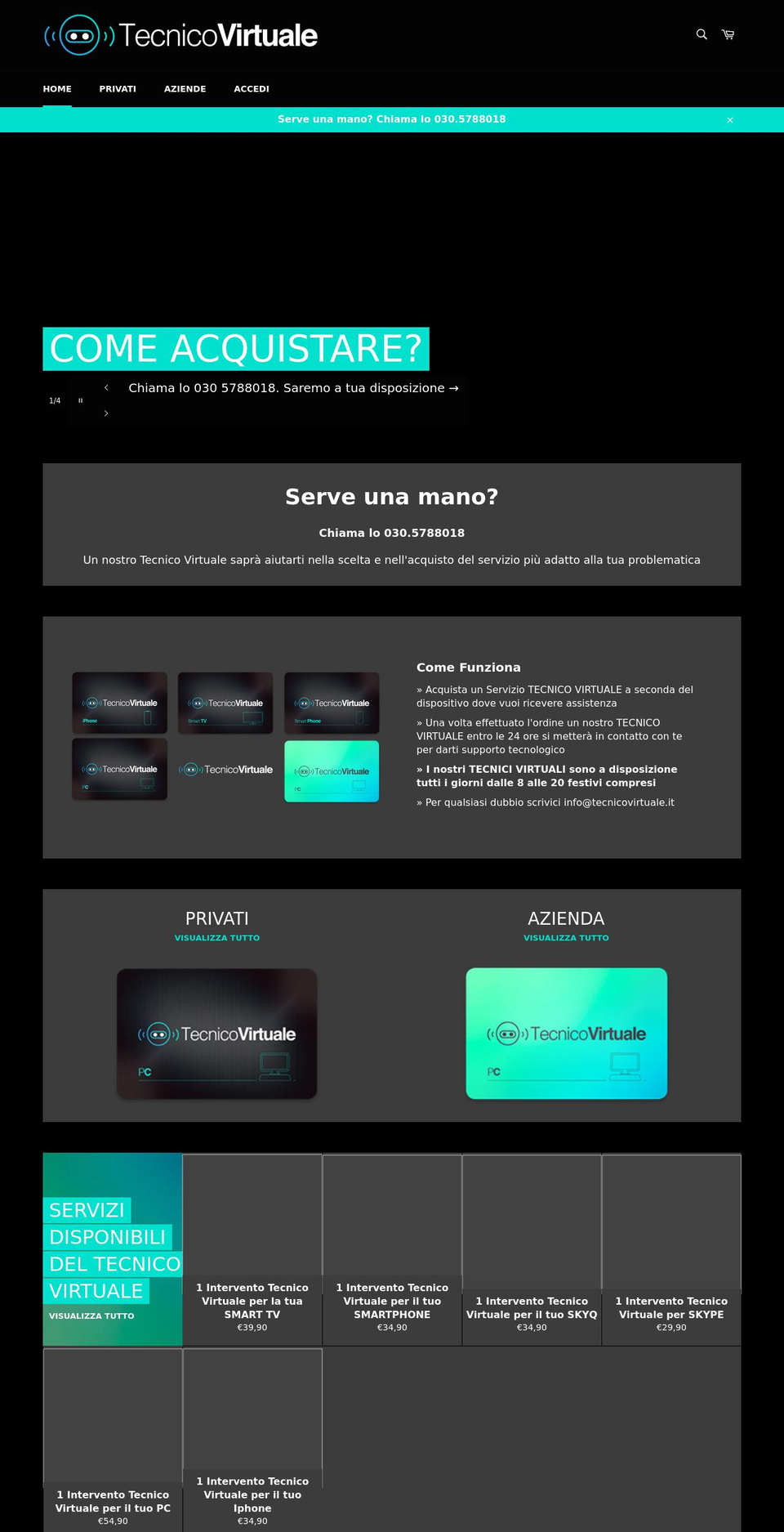 tecnicovirtuale.it shopify website screenshot