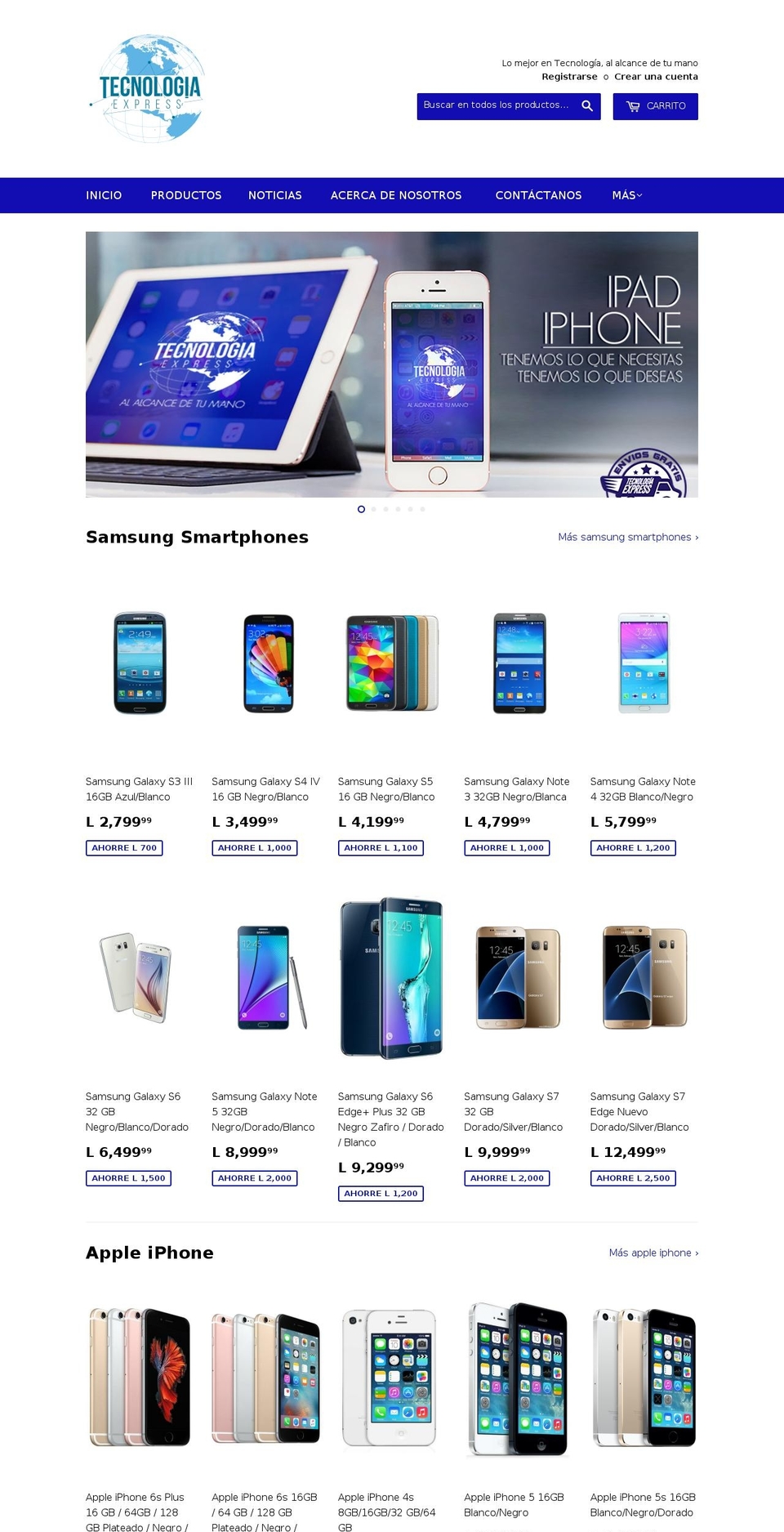 tecnologiaexpresshn.com shopify website screenshot