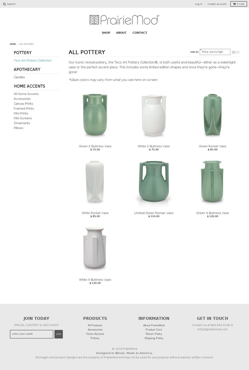 tecoartpotterycollection.com shopify website screenshot