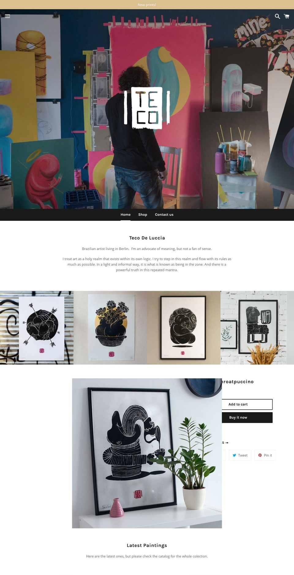 tecodeluccia.com — Shopify storefront screenshot