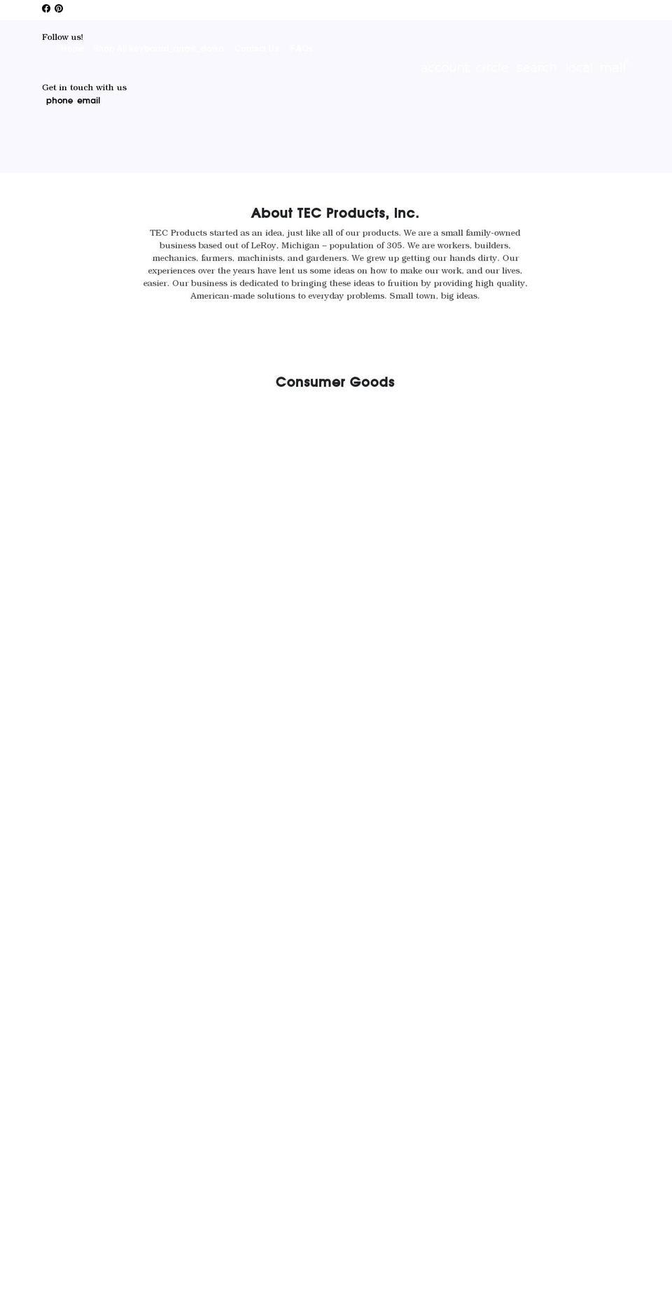 tecproducts.com shopify website screenshot
