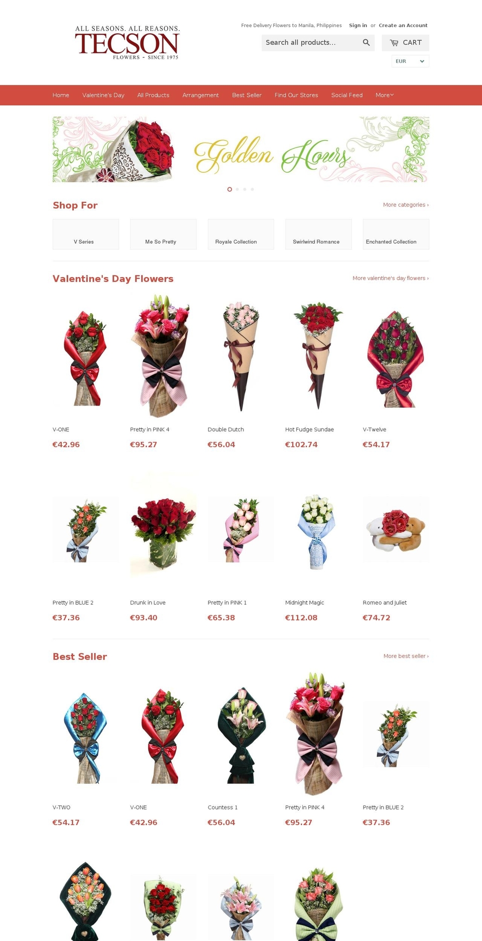 tecsonflowers.com shopify website screenshot