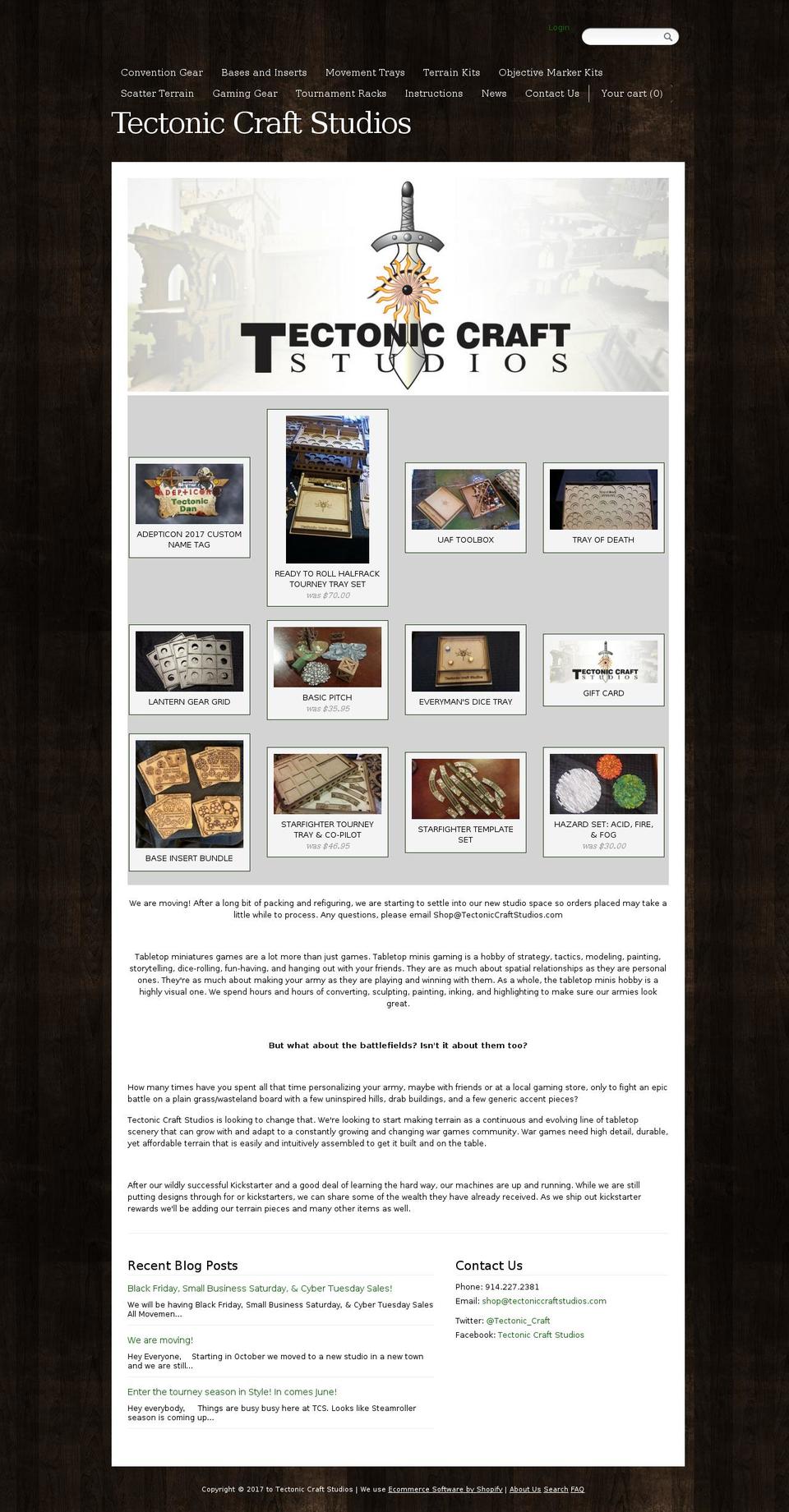 tectoniccraftstudios.com shopify website screenshot
