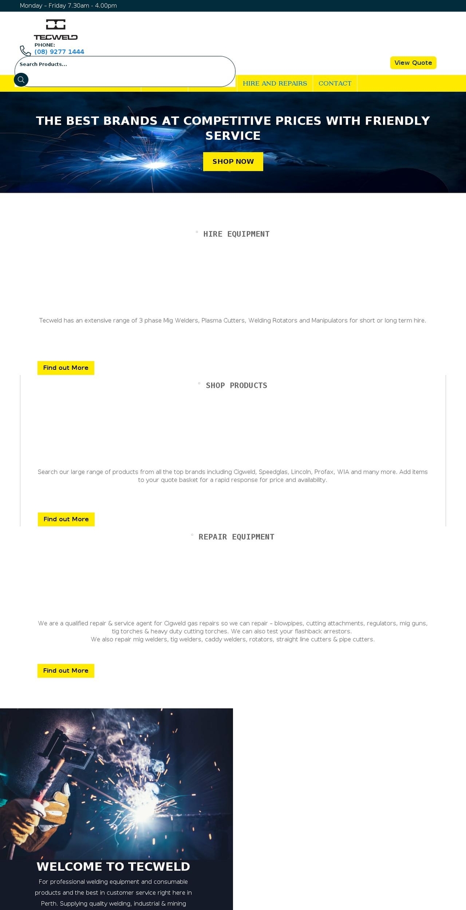 tecweld.com.au shopify website screenshot