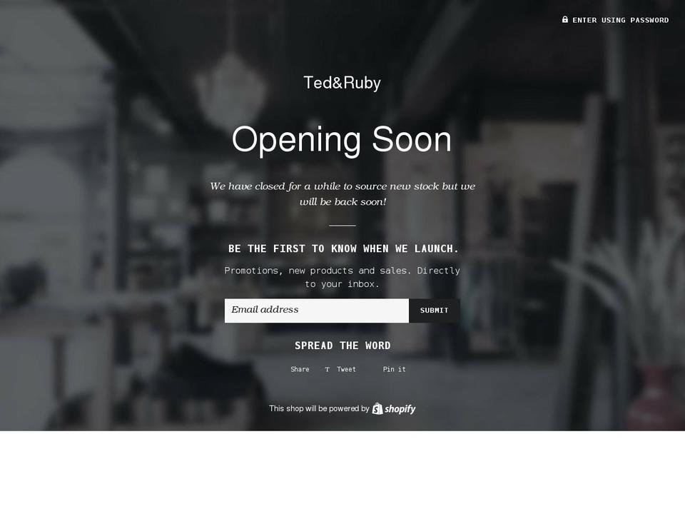 ted-ruby.myshopify.com shopify website screenshot