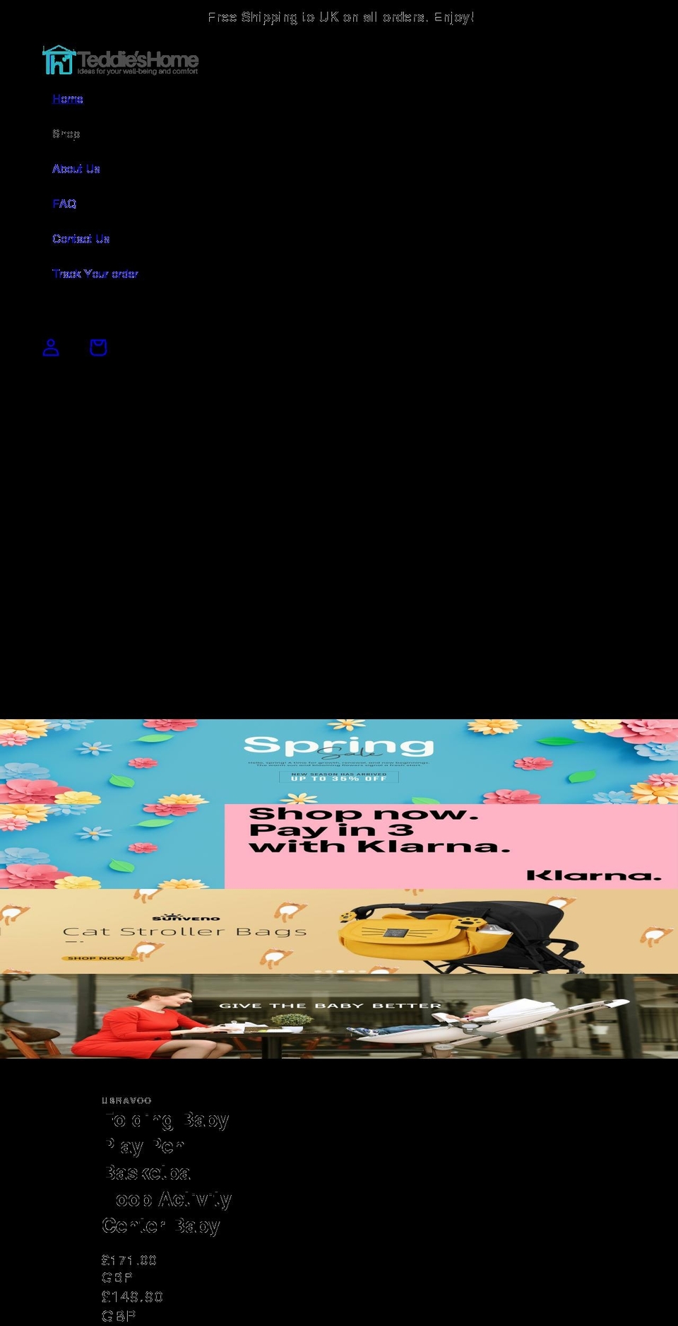 teddieshome.com shopify website screenshot