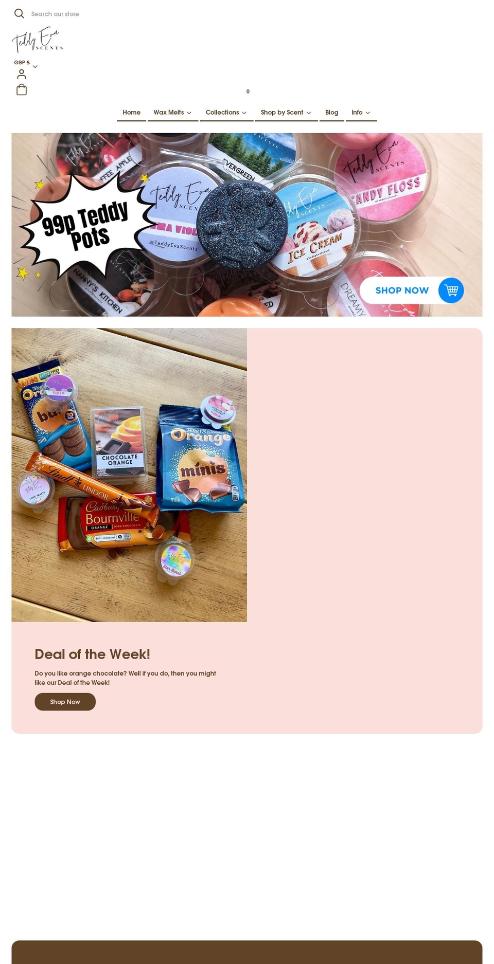teddy-eva-scents.myshopify.com shopify website screenshot