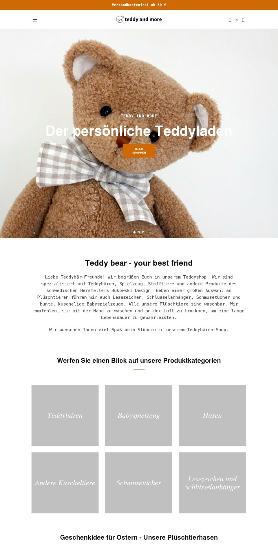 teddyandmore.com shopify website screenshot