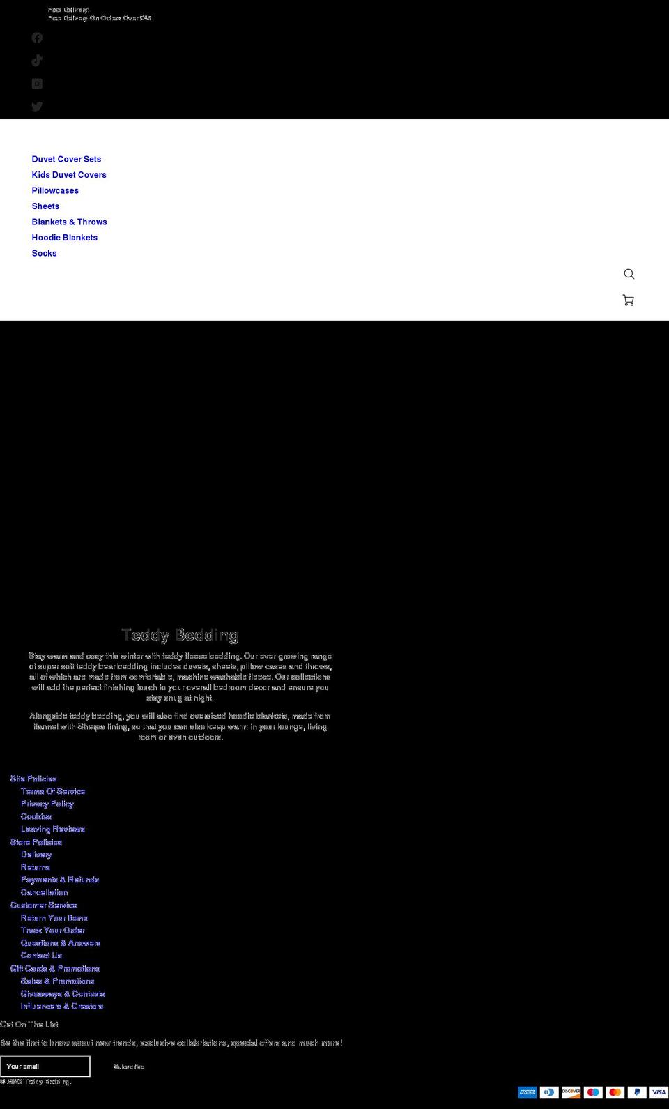 teddybedding.co.uk shopify website screenshot