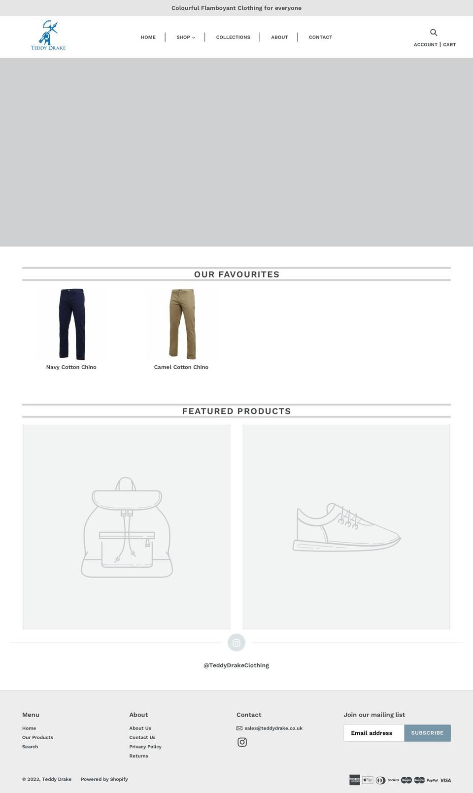 teddydrake.co.uk shopify website screenshot