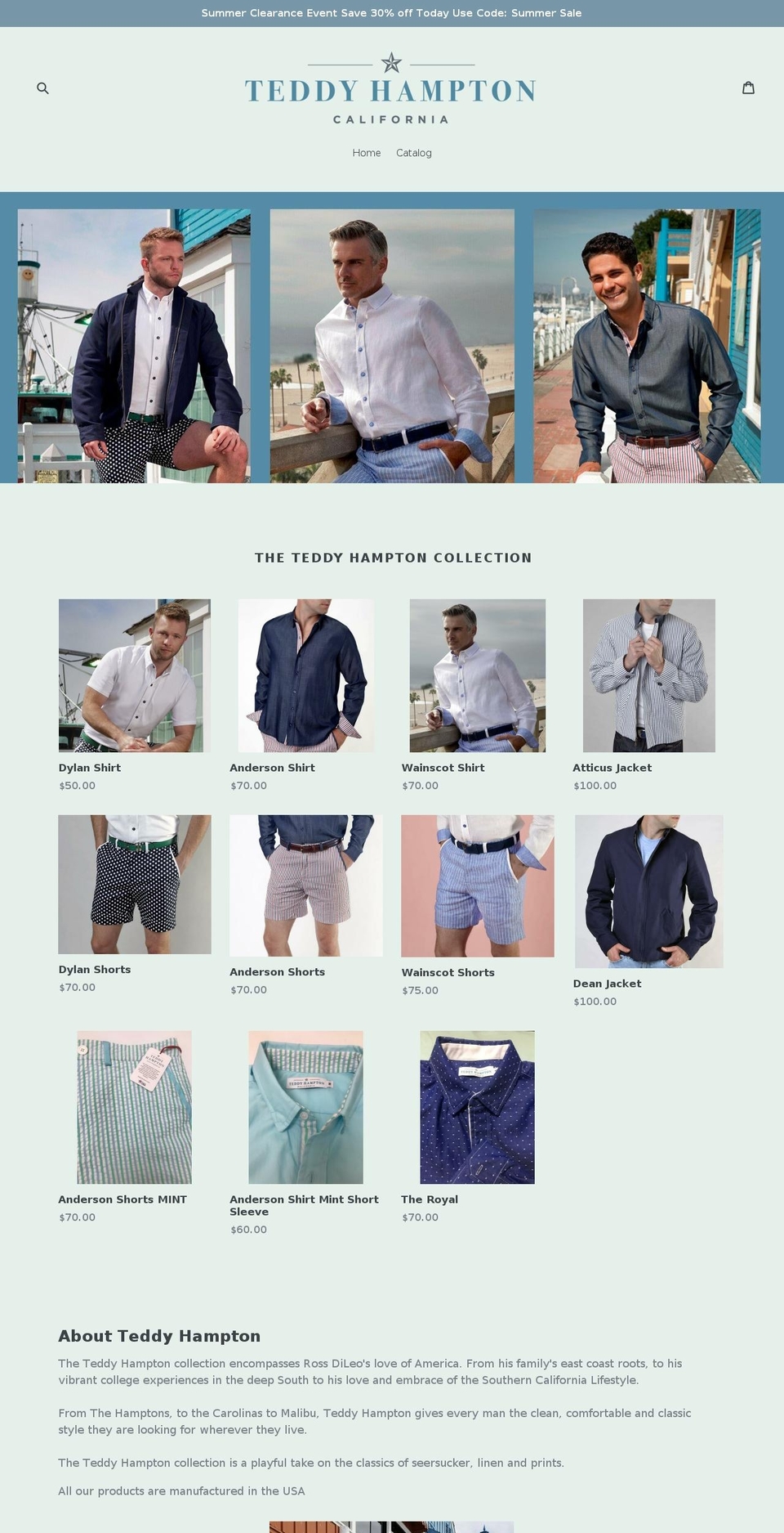 teddyhampton.com shopify website screenshot