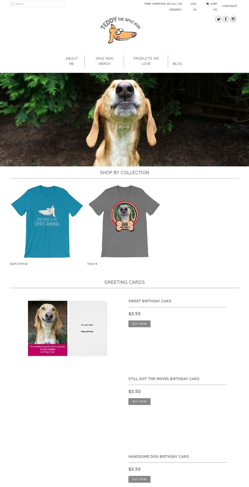 teddythespazman.com — Shopify storefront screenshot