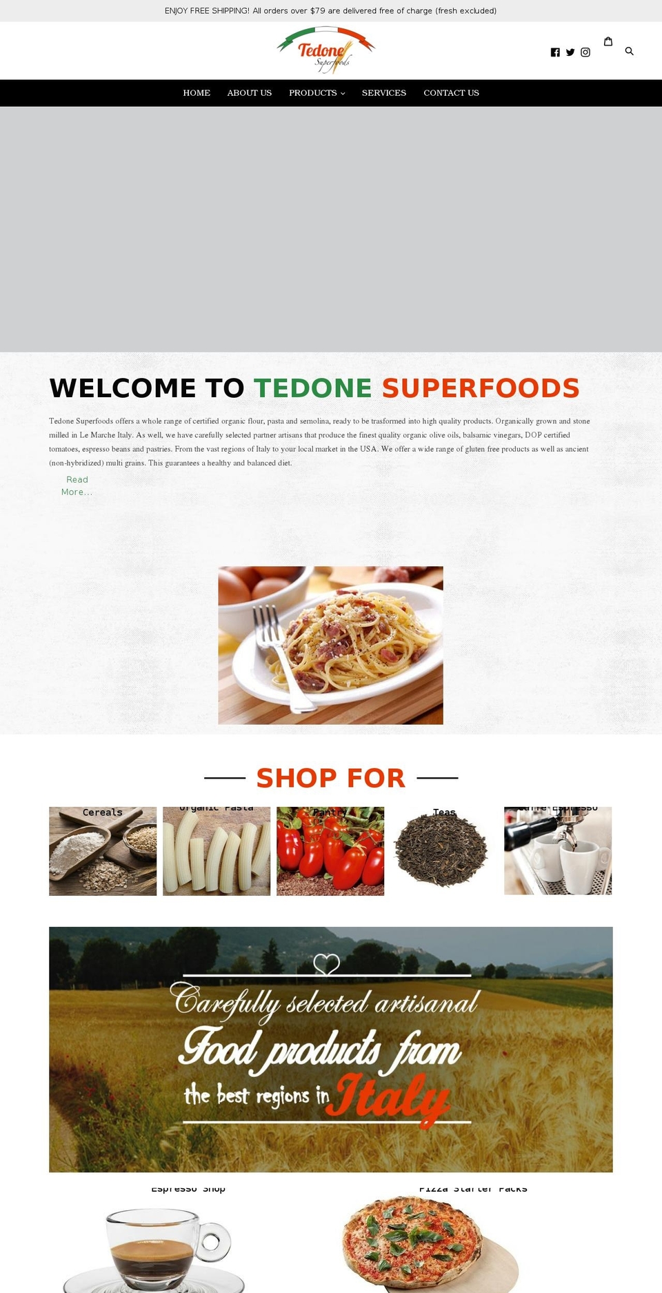 tedonesuperfoods.com — Shopify storefront screenshot