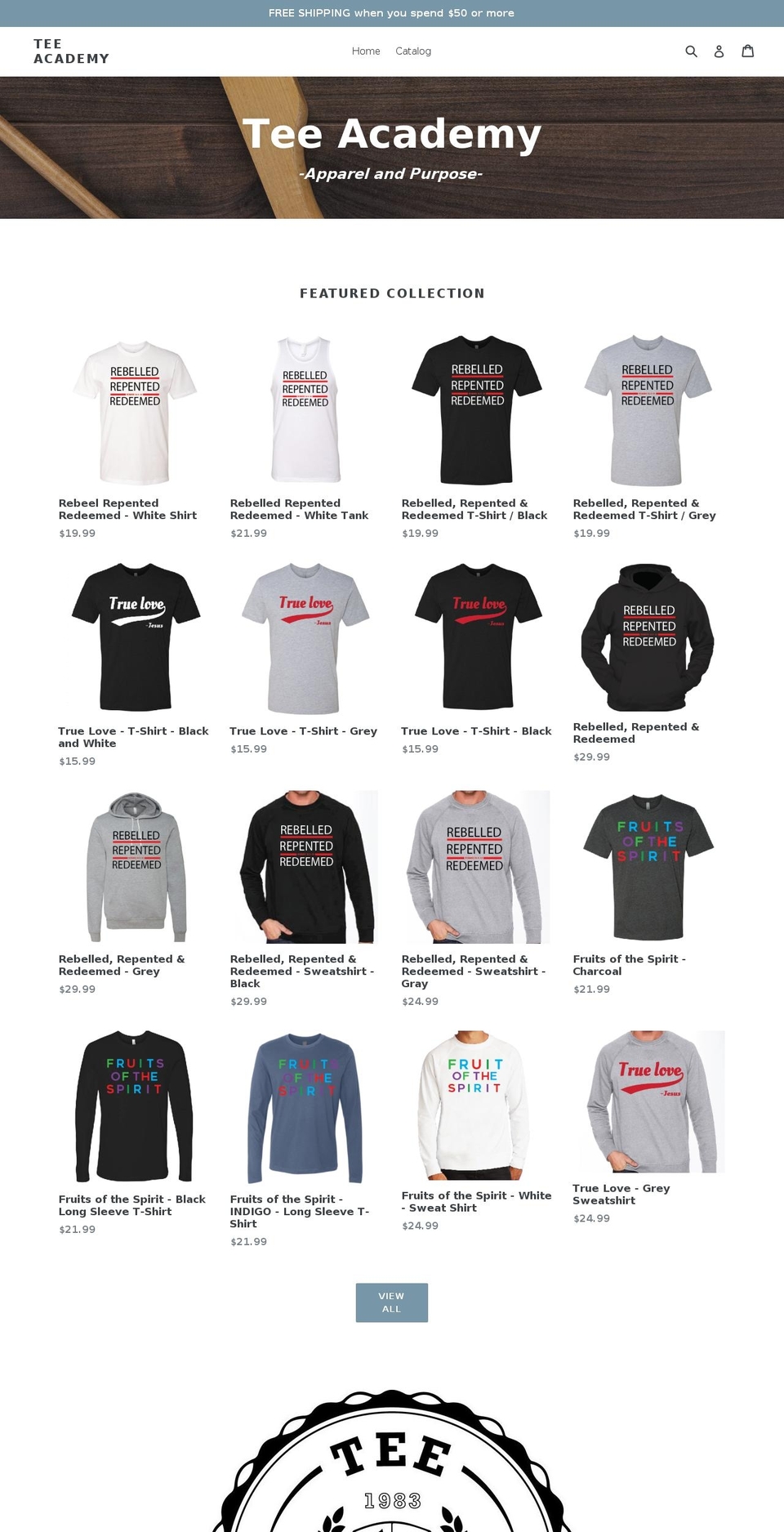 tee-academy.com — Shopify storefront screenshot