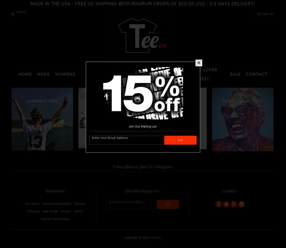 tee-co.com shopify website screenshot