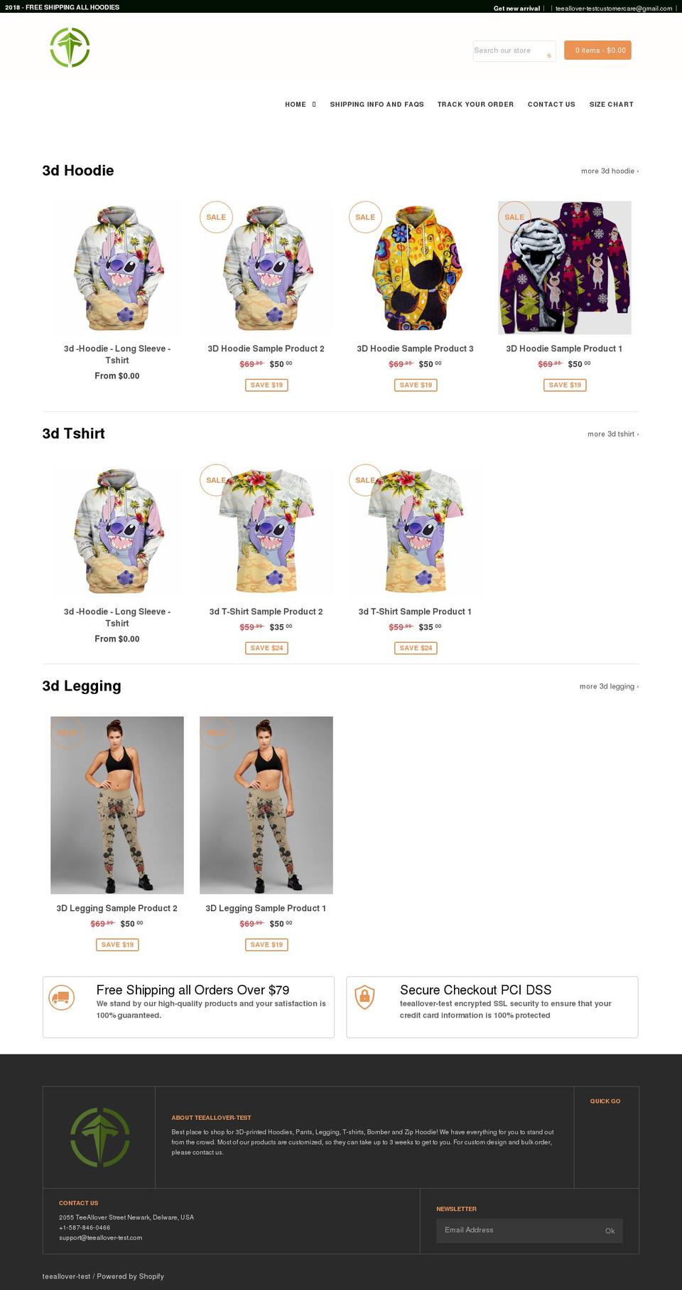 teeallover-test.myshopify.com shopify website screenshot