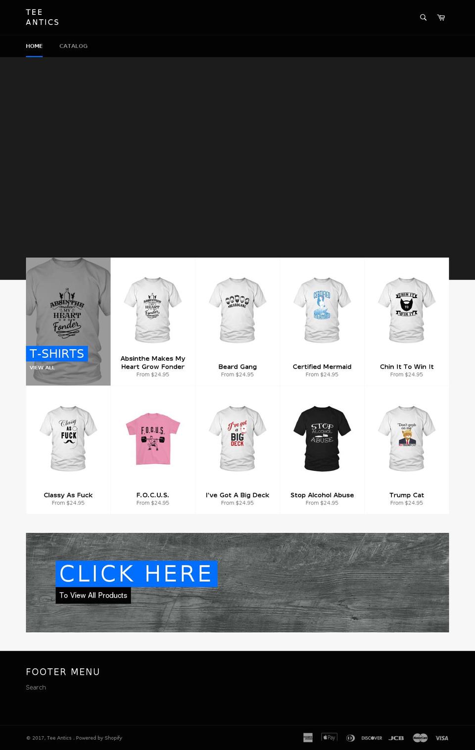 teeantics.com shopify website screenshot
