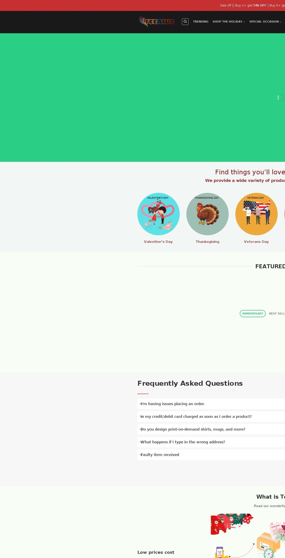 teeaws.com — Shopify storefront screenshot