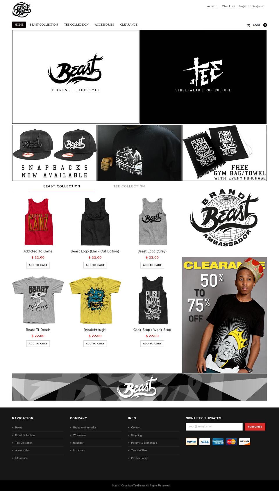 teebeast.com shopify website screenshot