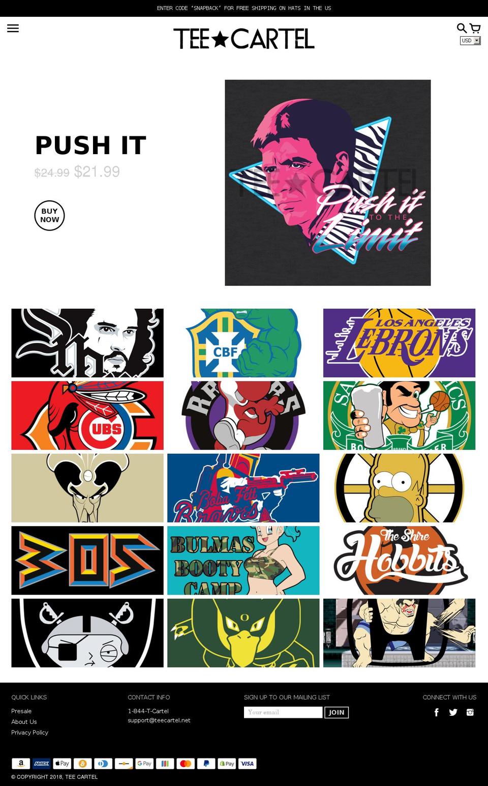 teecartel.net shopify website screenshot