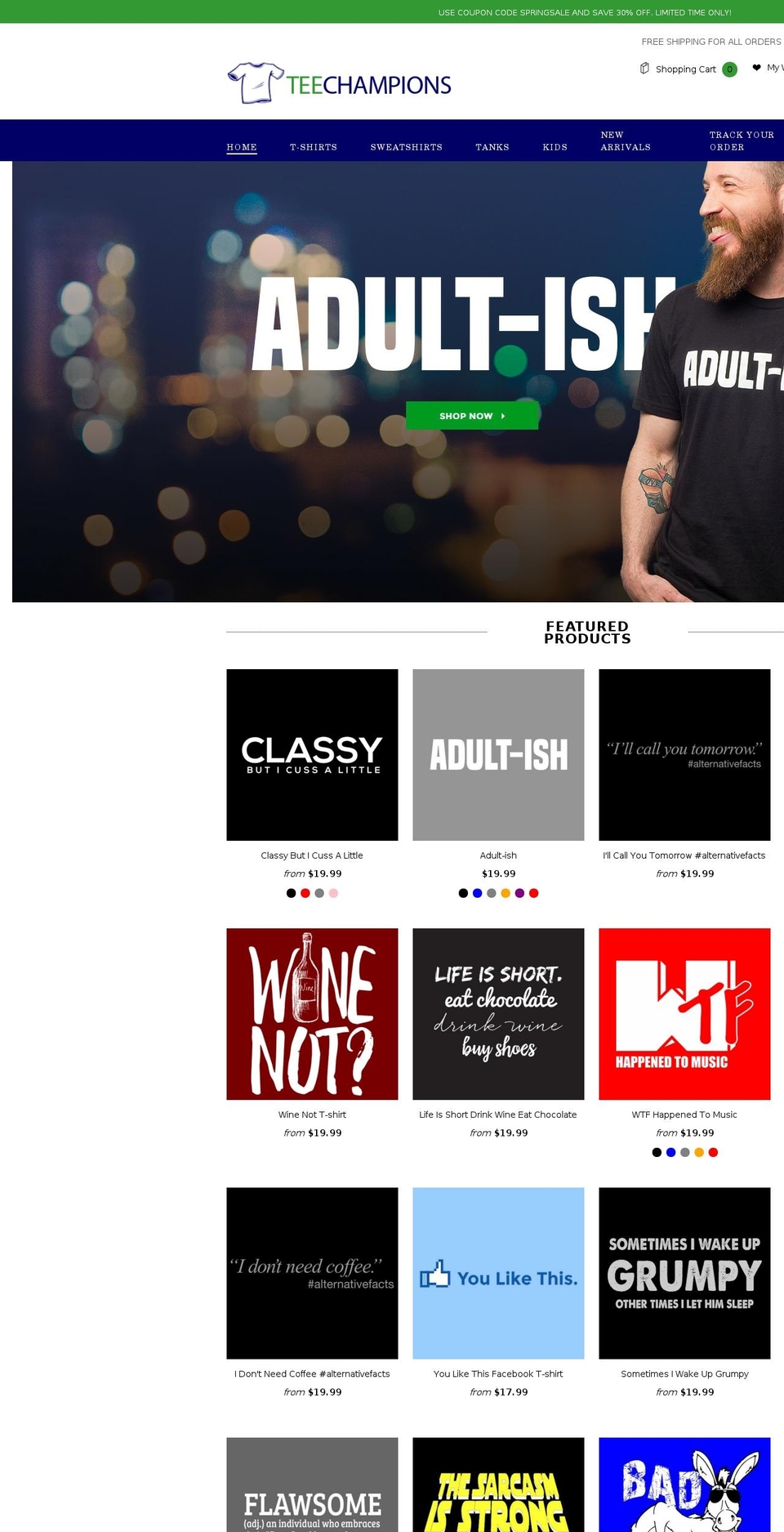 teechampions.com shopify website screenshot