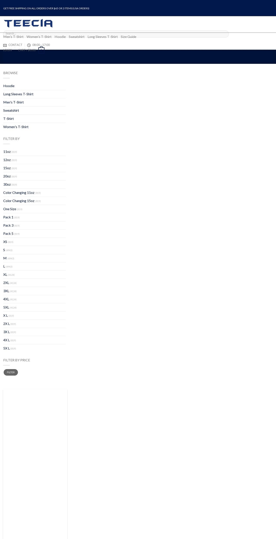 teecia.com — Shopify storefront screenshot