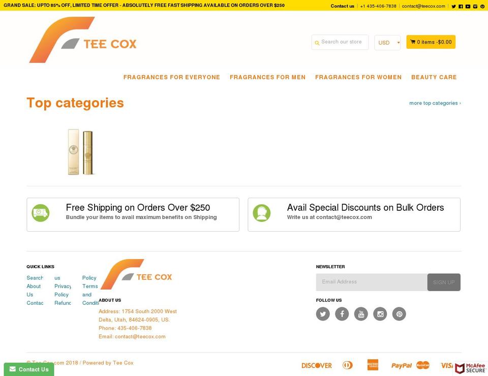 teecox.com — Shopify storefront screenshot