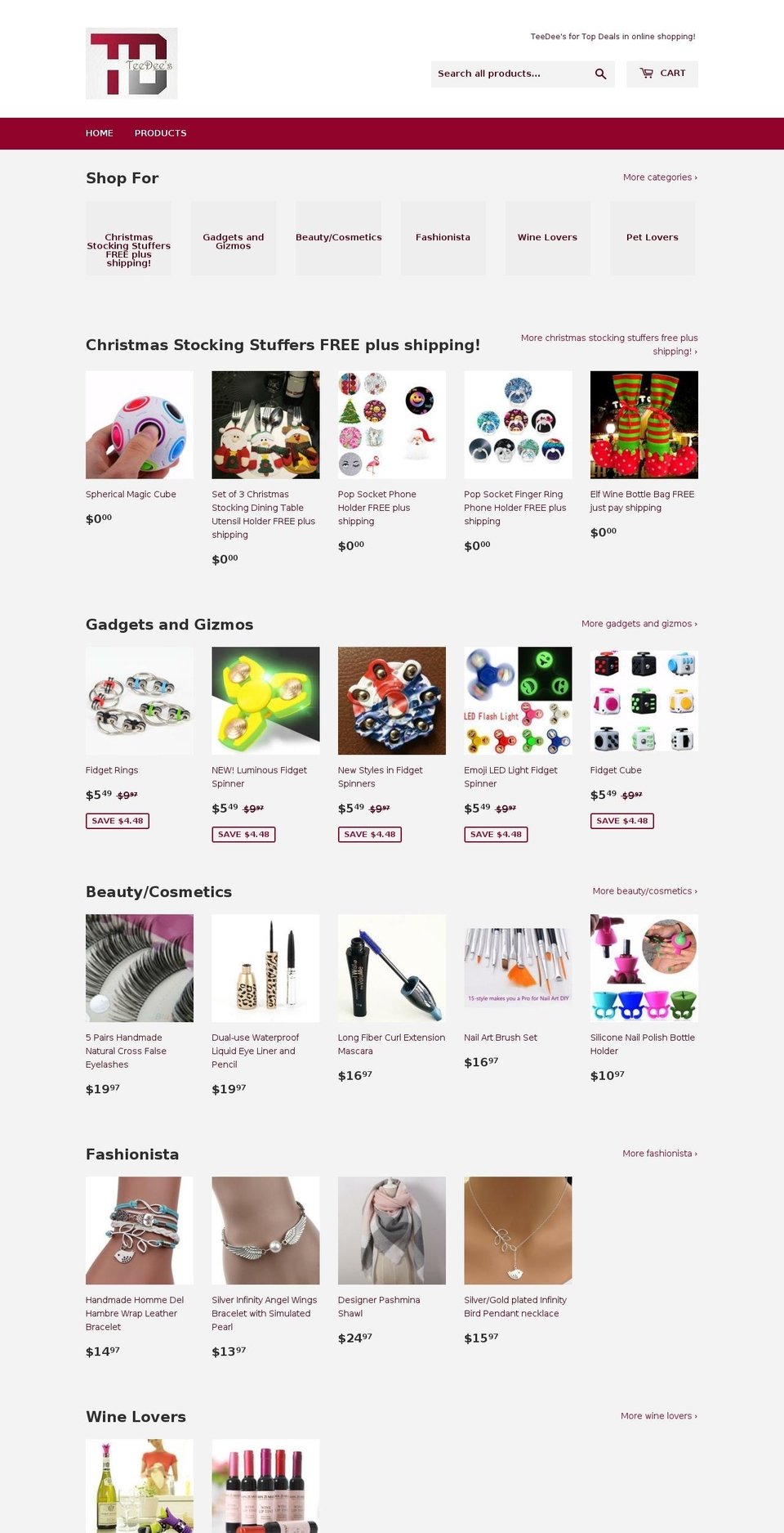 teedeestopdeals.com shopify website screenshot