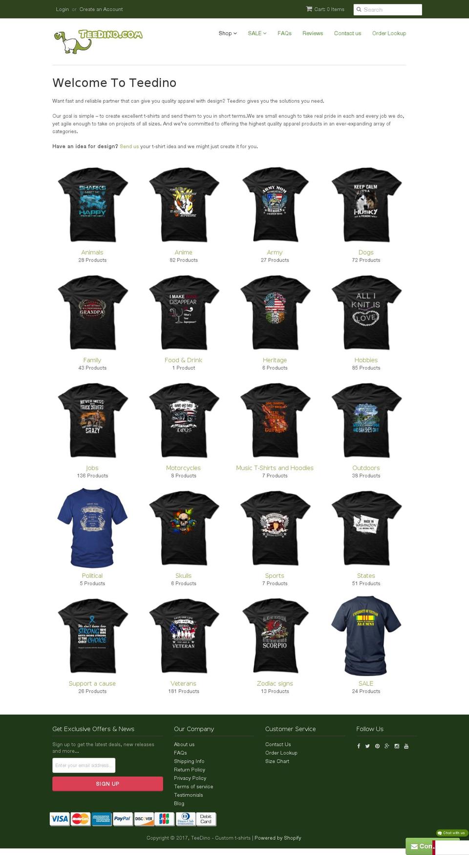 teedino.myshopify.com shopify website screenshot